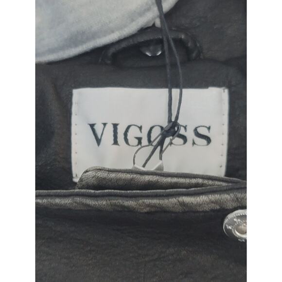 NWT Vigoss Black Faux Leather Moto Jacket - Medium - Picture 10 of 10